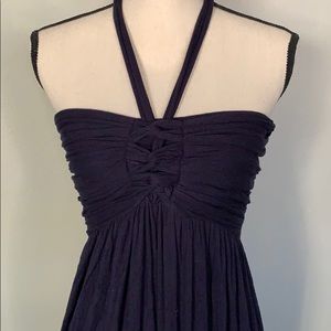 Classic Tie Neck Maxi Dress In Navy